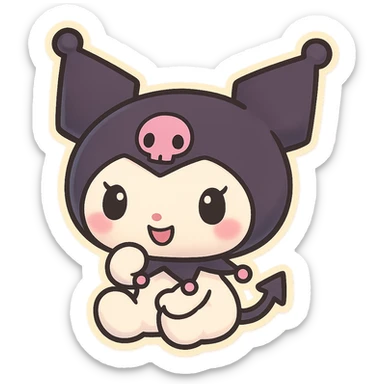 Kuromi character as a chibi sticker with large head, small body, kawaii style, vibrant colors sticker