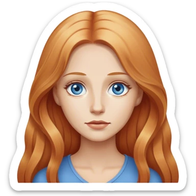 woman with long strawberry blond hair and blue eyes waiting for something sticker