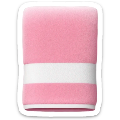 Pink towel mixed with white sticker