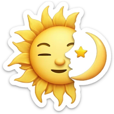 moon and sun with heart sticker