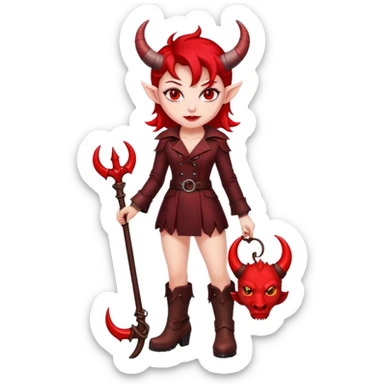 I need a female devil wearing leather boots emoji sticker
