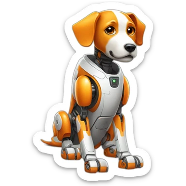 broken orange robot dog legless sticker