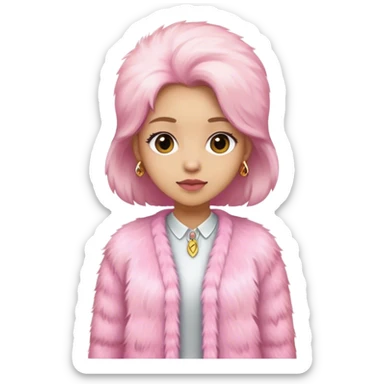 Pink fur cardigan sticker