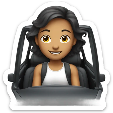 smiling girl in car interior sticker
