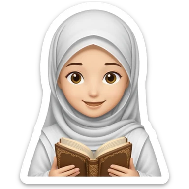A beautiful veiled girl smiles and reads the Quran  sticker