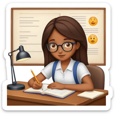 Chica morena estudiando  sticker