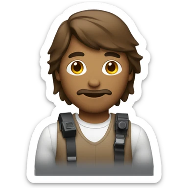 brown guy with mullet holding a camera sticker
