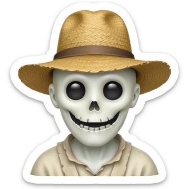 ghost farmer portrait, head and shoulders only, straw hat, spooky pale face, cracked skin, haunted vibe, 3D cartoon, mobile game icon style, clean background, no text, no watermark
 
 sticker