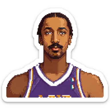 Wilt Chamberlain, tall, mustache, retro basketball uniform sticker