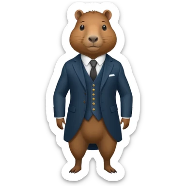 Asme una capibara con trage elegante solo que se le vea desde el traje  sticker
