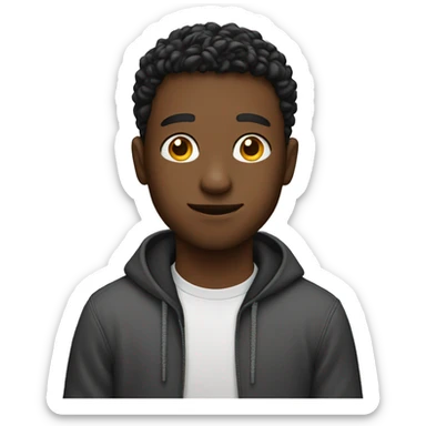 a young man behind a laptop sticker