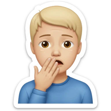 Crying pleading face with hand covering mouth sticker