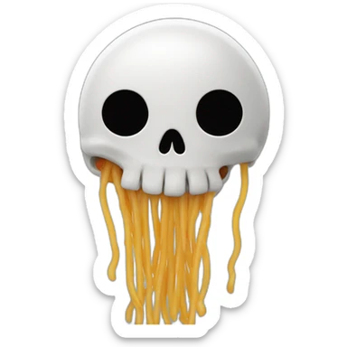A happy skull, spaghetti bolognese raining sticker