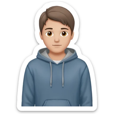 Kjekk gutt (lys i huden) som har pynta seg. Har på seg Jeans og grå hette genser og håret skal være  midtskill og fargen på håret er brunt sticker