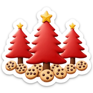 Christmas wallpaper with emoji trees cookies chilling all in red colour sticker