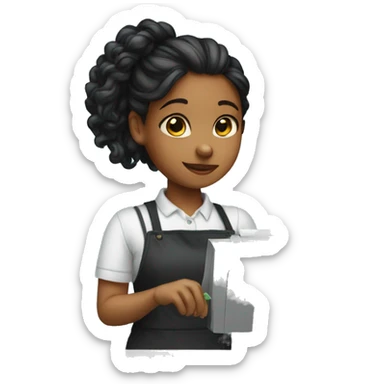 girl paying at the cash register sticker