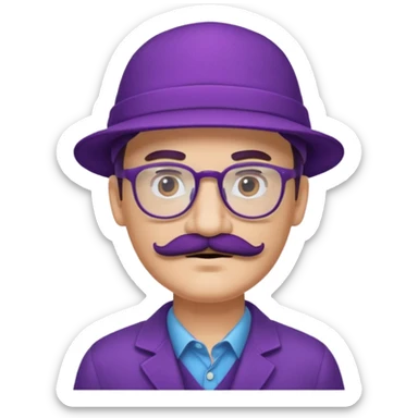glasses purple man with hat and mustache sticker