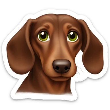 Brown long haired dachs with Brown nose and green Brown eyes  sticker