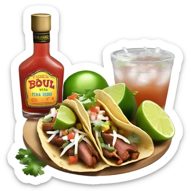 I’m late of street tacos and shot of tequila with lime sticker