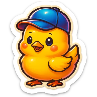 a yellow cute chick with a hat sticker