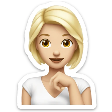 La femme blonde avec la peau blanche qui fait un coeur avec les mains sticker