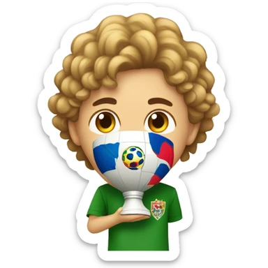 niño levantando la copa  del mundo sin barba sticker