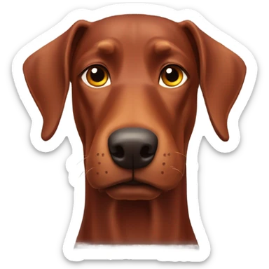 Red Doberman without cropped ears face facing front happy expression  sticker
