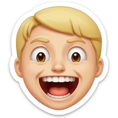 character cringing and laughing at the same time, expressive face sticker