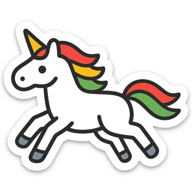 Change the background to pale yellow behind the running unicorn icon, keeping the rest of the design unchanged, logo style. sticker