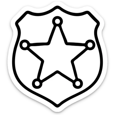 classic law enforcement badge sheriff's deputy rank emblem gold star traditional style sticker