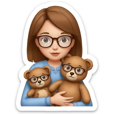 girl wearing glasses and teddy  sticker