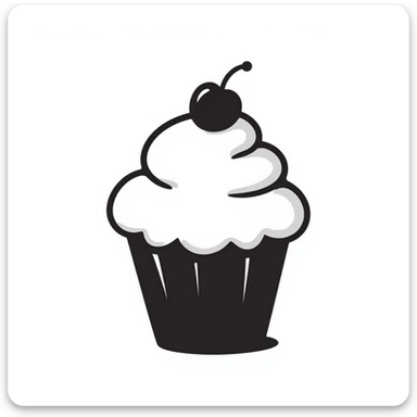 hand drawn doodle of a cupcake sticker