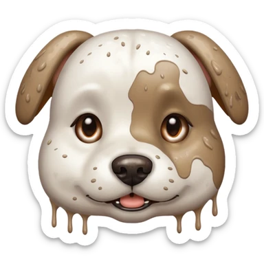 very muddy and dirty white dog face  sticker