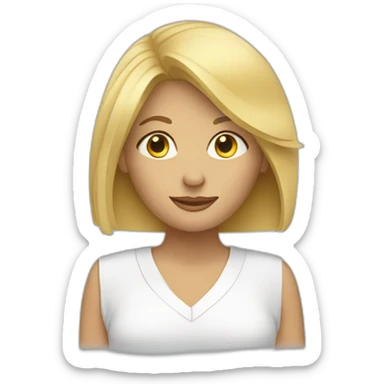 women with blonde hair filling paperwork sticker