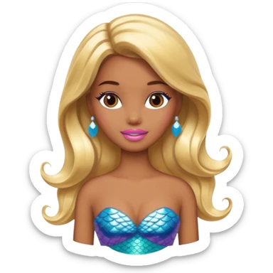 Brown skin blonde hair barbie mermaid  sticker