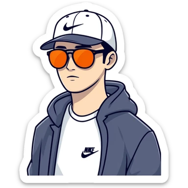 Hombre con gorra nike y lentes oscuro sticker