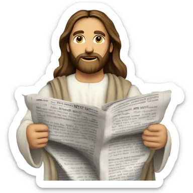 Jesus Christ doing crossword newspaper sticker