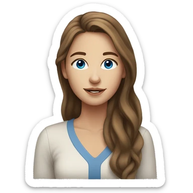 23 year old white woman with long brown hair and blue eyes cozy sticker