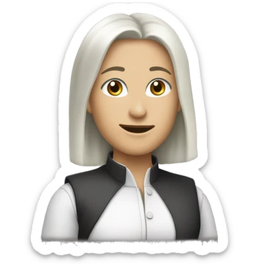 Девушка с длинными прямыми черными волосами, с серо-зелёными глазами, средней тип цвета кожи , sticker