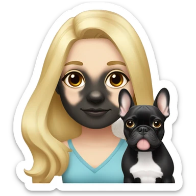black french bulldog with blonde girl sticker