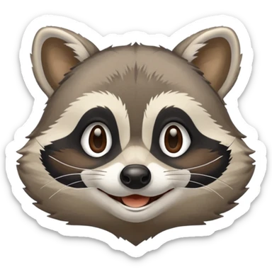 grey smiling raccoon, plain, no shadows sticker