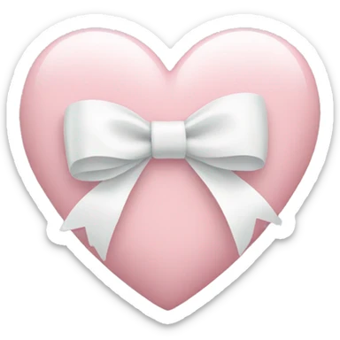 Pastel pink heart with white bow sticker