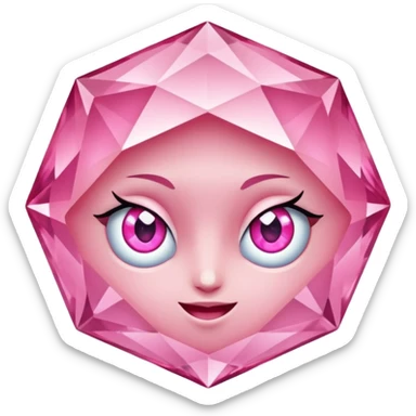 pink diamond with eyes, no mouth, very shiny sticker