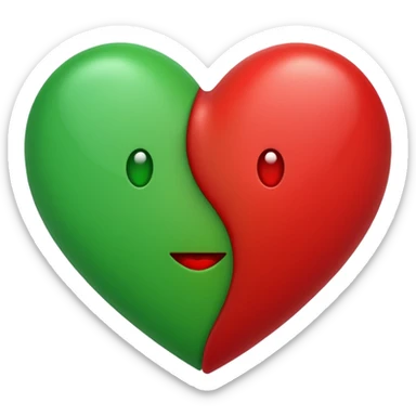 heart emoji that's half red, half green sticker