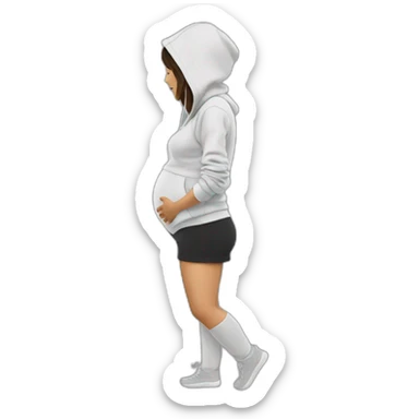 hoodie sweatshirt pregnant woman side view sticker