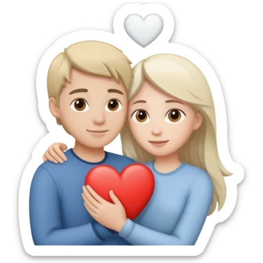 persone che si abbracciano 🫂 con cuore bianco 🤍  sticker