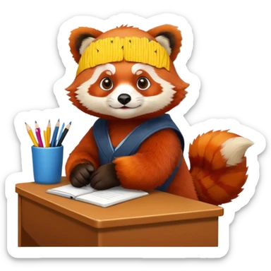 Red panda in class sticker