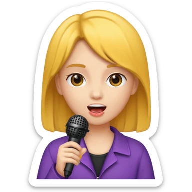 A girl singing with mic sticker