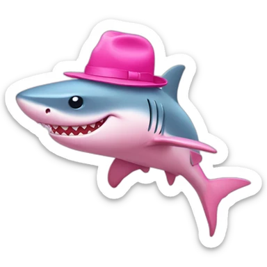 pink shark with pink hat sticker