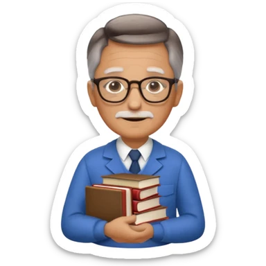 old male Librarian in foreign countries with glasses and librarian uniform sticker